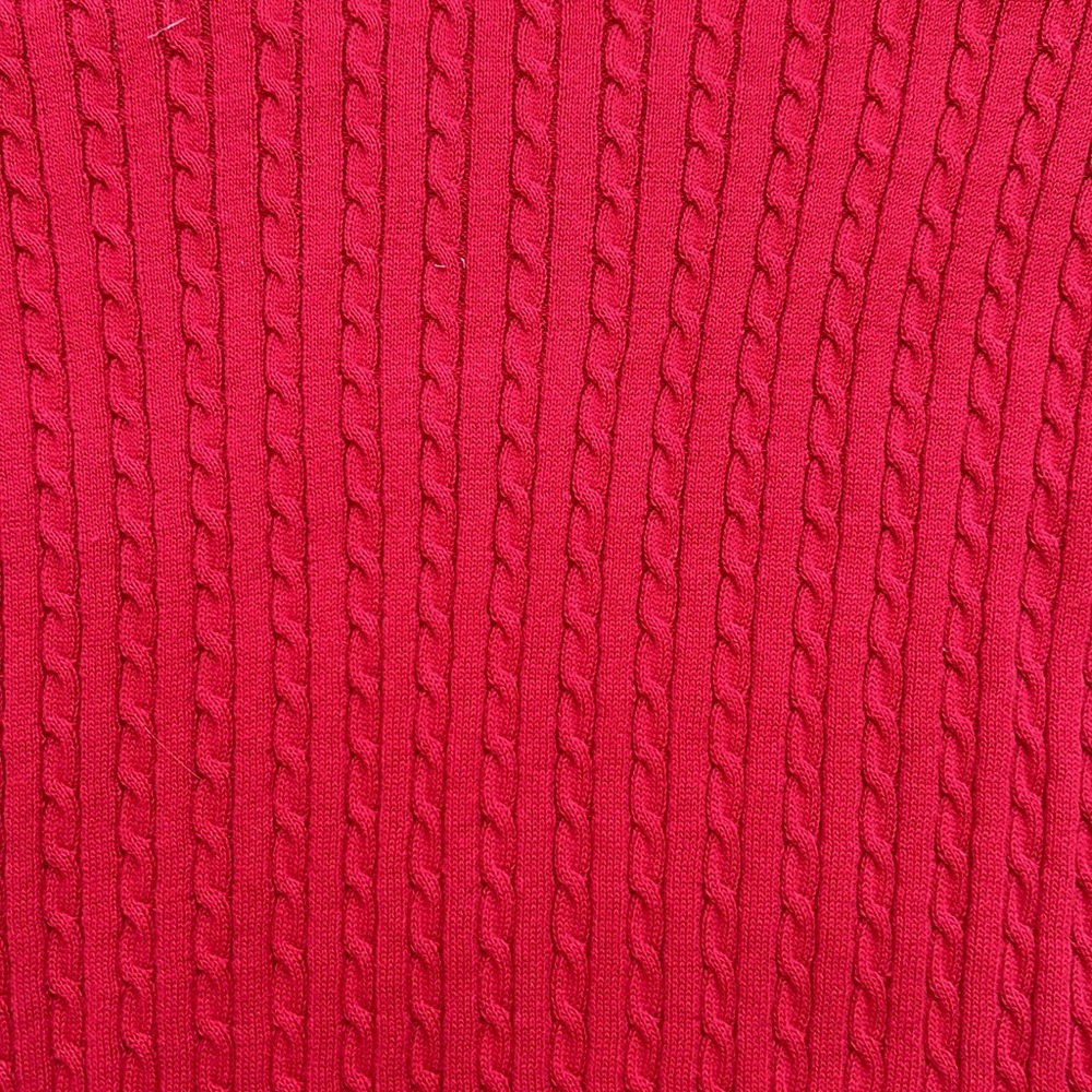 Tommy Hilfiger | Cotton Cable Ivy V-Neck Long Sleeve Knit Sweater Scarlet (M) - Picture 7 of 11